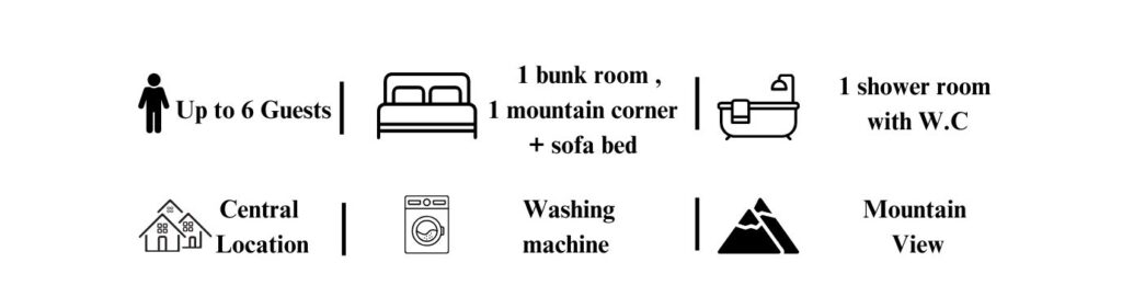 Graphic showing features of apartment Riam
